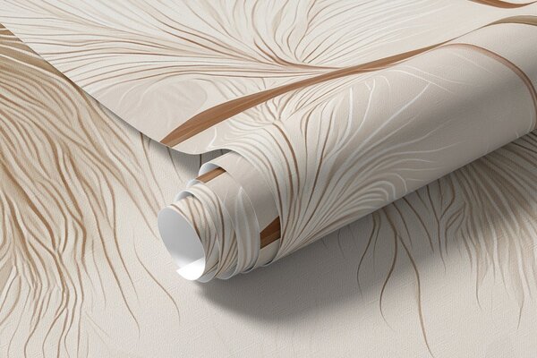 Carta da parati L'elegante erba della pampa fiorisce in morbide tonalità beige e lattiginose, Carta da parati Natura, w09150v1 : Uwalls.it