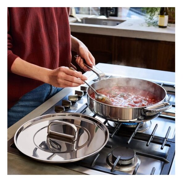 Joseph Joseph Space Steel Padella 28 cm Inox Manico Pieghevole Coperchio x Gas Elettrico Induzione Forno