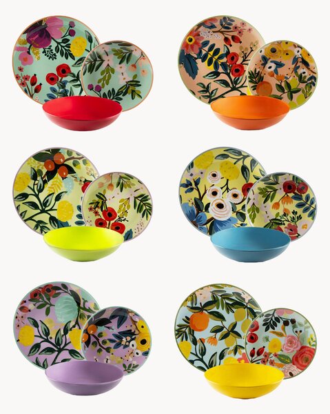 Servizio di piatti Fiori Frida, 6 persone, set da 18