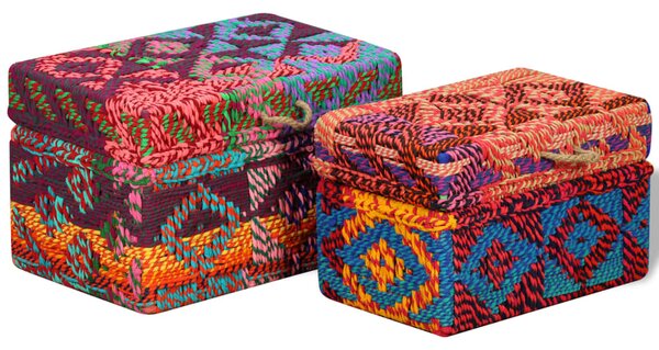 2 pz Set Scatole Portaoggetti in Tessuto Multicolore