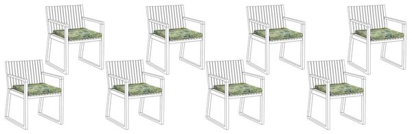 Set di 8 cuscini di seduta per sedia da giardino in tessuto resistente all'acqua con motivo foglia verde Beliani