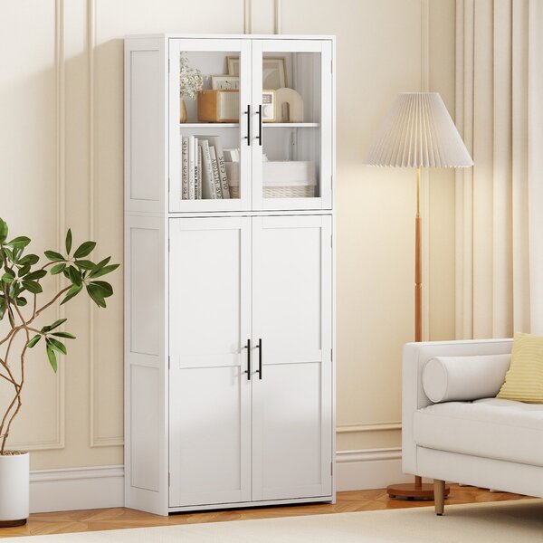 Costway Armadio da bagno con spazio di stoccaggio, Armadio indipendente per strumenti di pulizia per casa e ufficio Bianco