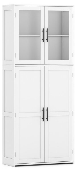 Costway Armadio da bagno con spazio di stoccaggio, Armadio indipendente per strumenti di pulizia per casa e ufficio Bianco