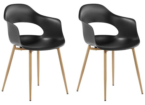 Set di 2 sedie da pranzo in materiale sintetico Nero con gambe eleganti decorative Beliani