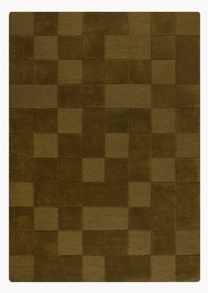 Tappeto in lana fatto a mano con motivo in rilievo Checkerboard