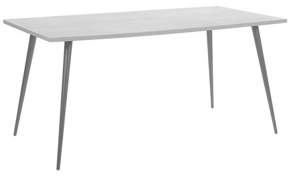 Tavolo da Pranzo Piano Effetto Cemento Gambe in Metallo Nero Rettangolare 160 x 80 cm per 6 Persone Stile Glamour Moderno Beliani