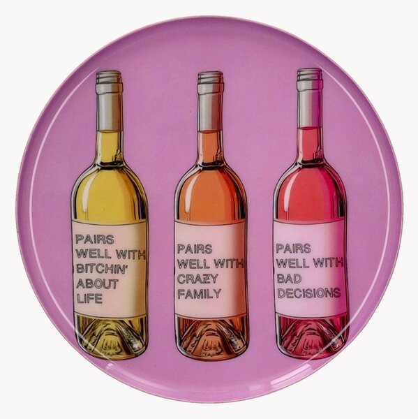 Vassoio decorativo fatto a mano Love Trays, motivo: bottiglie di vino