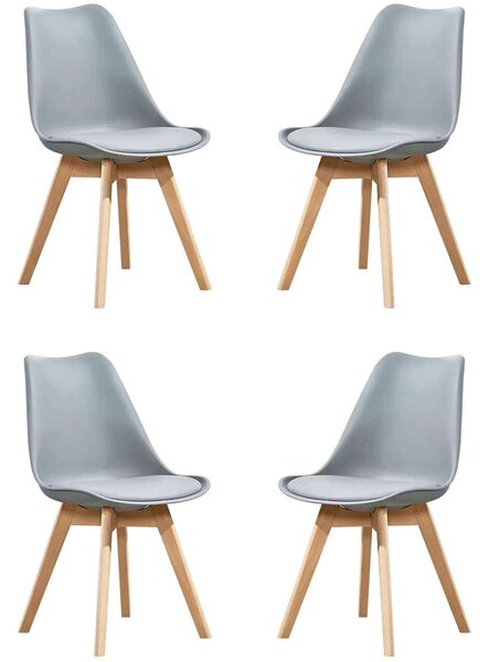 MARGOT - Set di 4 sedie moderna imbottita con gambe in legno