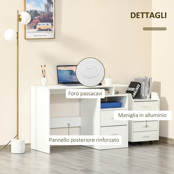 HOMCOM Scrivania PC per Camera o Ufficio, Scrivania per Computer Salvaspazio in Legno, 108x48x76cm, Bianco|Aosom