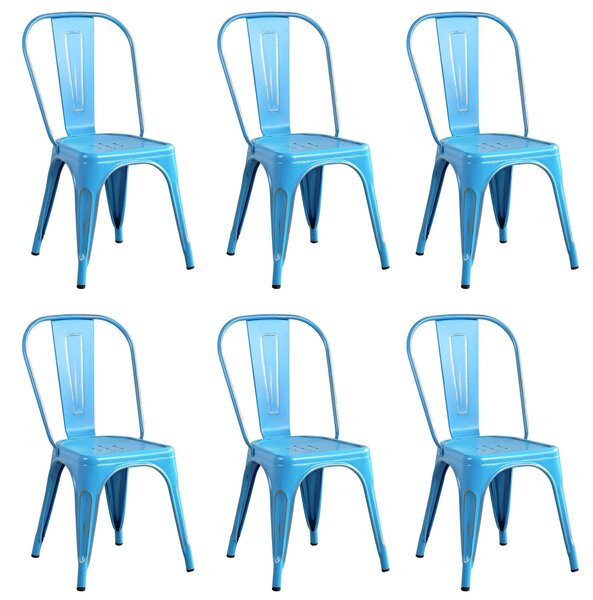 AGATHA - set di 6 sedie in metallo blu antico