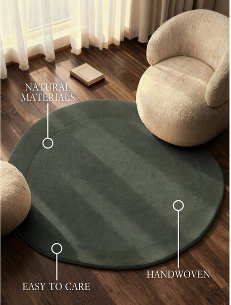 Tappeto rotondo verde scuro in misto lana tessuto a mano ø 160 cm Kari Organic – Villeroy&Boch