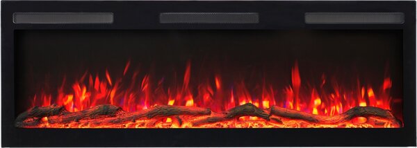 Caminetto elettrico AFLAMO Majestic 107 PRO - fuoco realistico - da parete o da incasso - 107x45x12 cm - caminetto elettrico decorativo a LED con funzione di riscaldamento 750/1500 W
