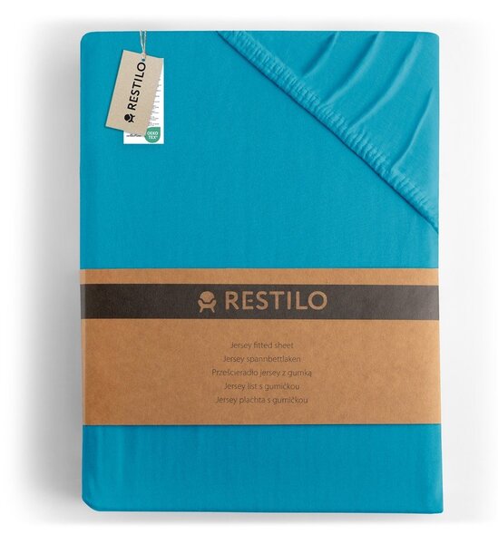 Lenzuolo con angoli blu in jersey 90x200 cm Amber – Restilo