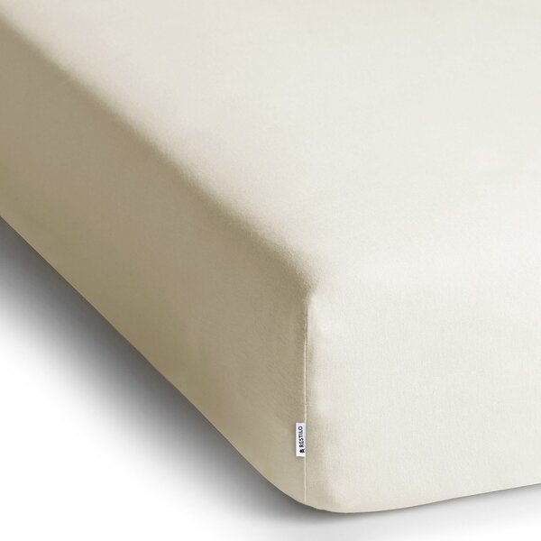 Lenzuolo con angoli bianco/color crema in jersey 90x200 cm Amber – Restilo