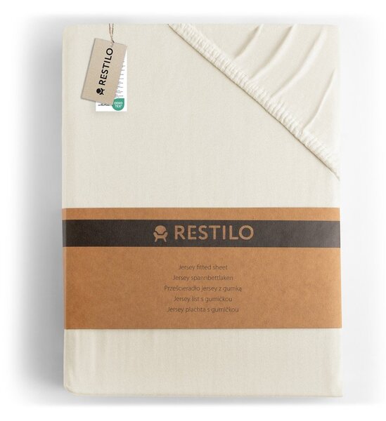 Lenzuolo con angoli bianco/color crema in jersey 90x200 cm Amber – Restilo