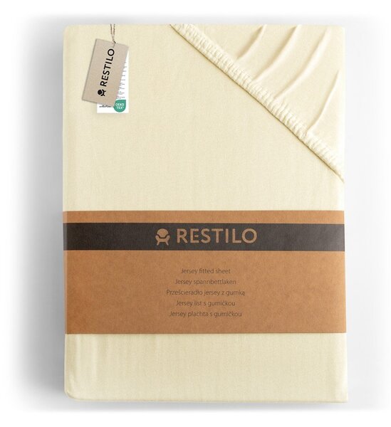 Lenzuolo con angoli color crema in jersey 140x200 cm Amber – Restilo