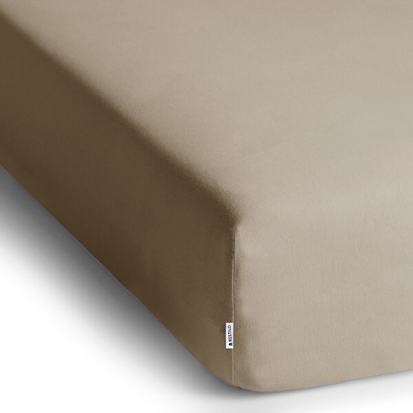 Lenzuolo con angoli marrone chiaro in jersey 90x200 cm Amber – Restilo