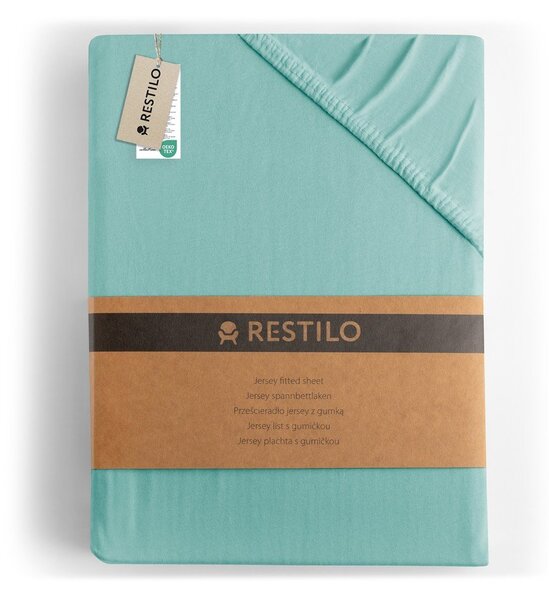 Lenzuolo con angoli turchese in jersey 90x200 cm Amber – Restilo