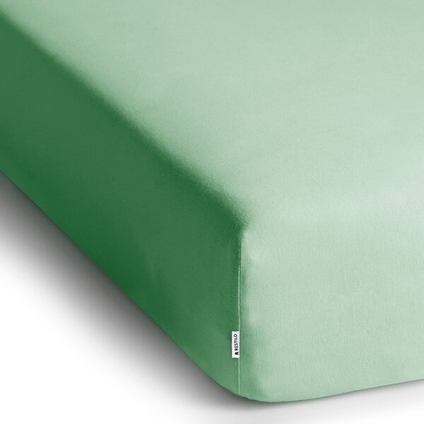 Lenzuolo con angoli verde chiaro in jersey 90x200 cm Amber – Restilo