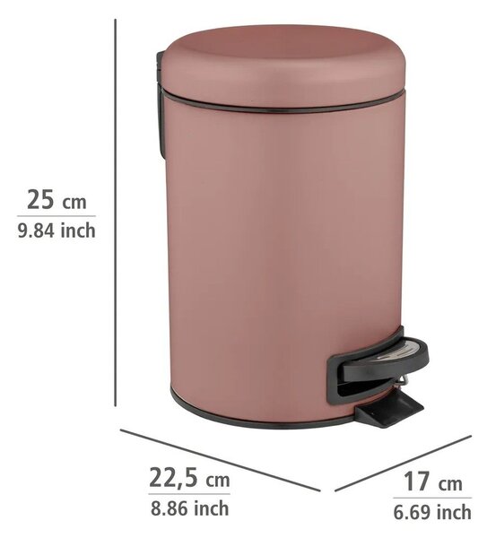 Cestino per la spazzatura rosa polveroso in acciaio con pedale 3 l Leman – Wenko