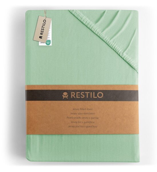 Lenzuolo con angoli verde chiaro in jersey 90x200 cm Amber – Restilo