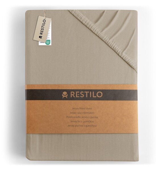 Lenzuolo con angoli marrone chiaro in jersey 90x200 cm Amber – Restilo