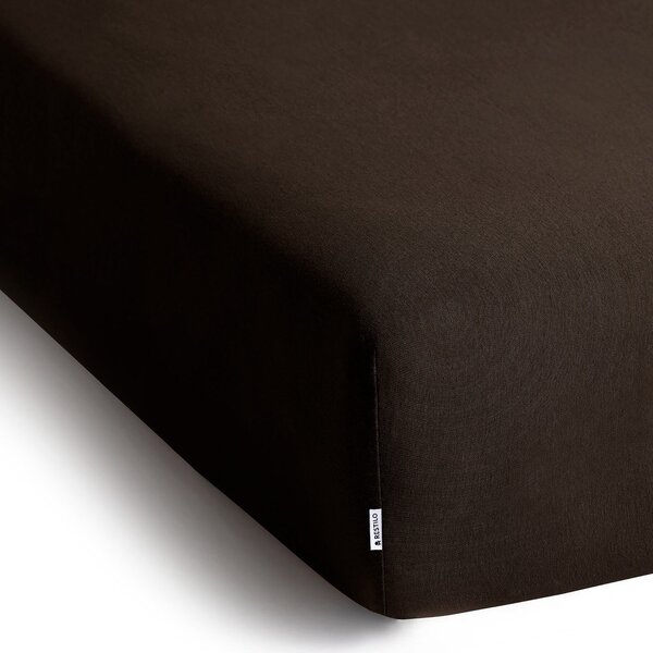 Lenzuolo con angoli marrone scuro in jersey 220x200 cm Amber – Restilo