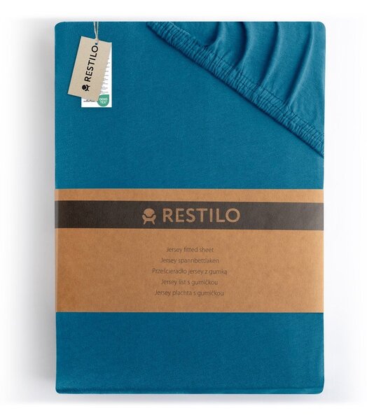 Lenzuolo con angoli color petrolio in jersey 180x200 cm Amber – Restilo