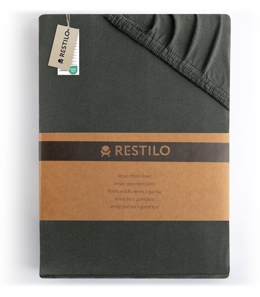 Lenzuolo con angoli grigio scuro in jersey 90x200 cm Amber – Restilo