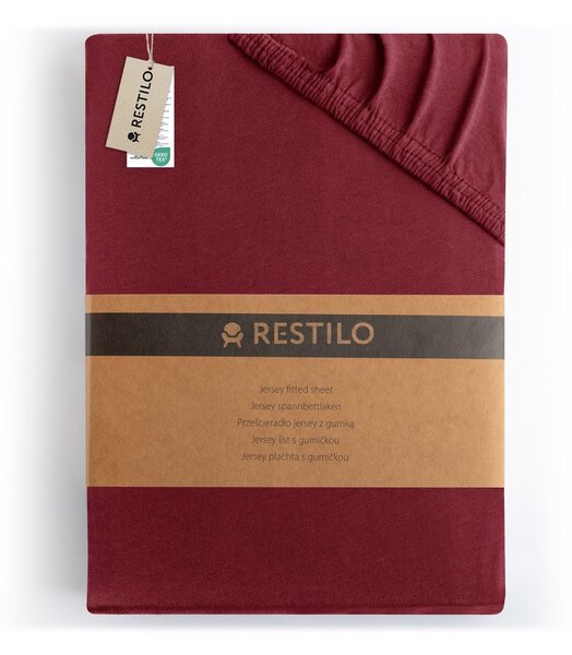 Lenzuolo con angoli burgundy in jersey 90x200 cm Amber – Restilo