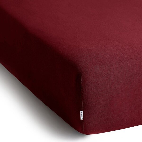 Lenzuolo con angoli burgundy in jersey 90x200 cm Amber – Restilo