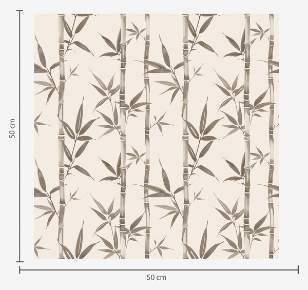 Carta da parati Motivo bambù beige con foglie in stile giapponese, Parati fiori e piante classici, a00236 : Uwalls.it