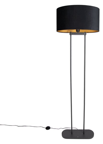 Lampada da terra nera con paralume ovale nero 50cm - Thijmen