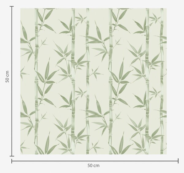 Carta da parati Bambù verde chiaro su sfondo pastello, Parati fiori e piante classici, a00236v1 : Uwalls.it
