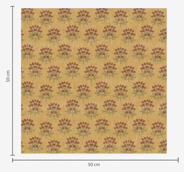 Carta da parati Motivo floreale retrò con fiori di loto su sfondo giallo, Parati fiori e piante classici, a00238 : Uwalls.it