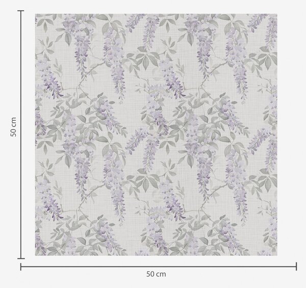 Carta da parati Glicine lilla su sfondo bianco, stile acquerello, Parati classici in stile provenzale, a00239 : Uwalls.it