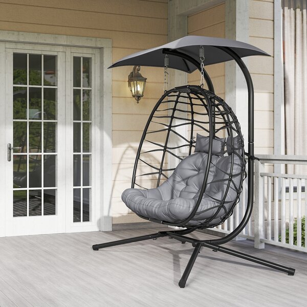 Outsunny Sedia a Dondolo con Cuscino, Struttura in Acciaio, Resistente fino a 260 kg, Grigio Scuro | Aosom Italy