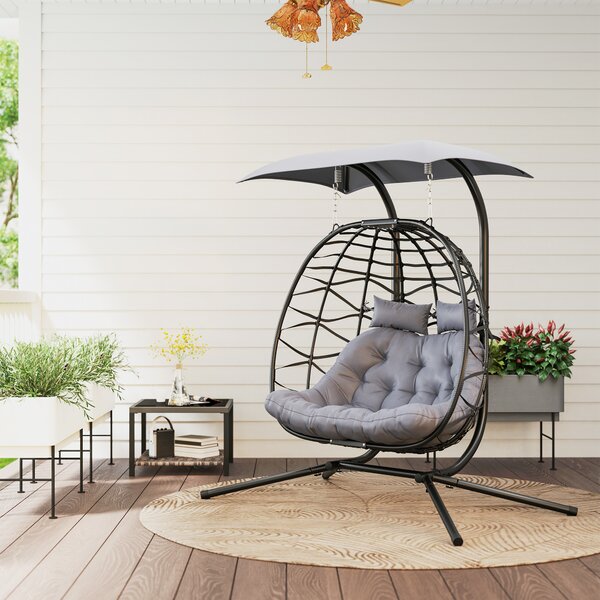 Outsunny Sedia a Dondolo con Cuscino, Struttura in Acciaio, Resistente fino a 260 kg, Grigio Scuro | Aosom Italy