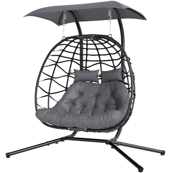 Outsunny Sedia a Dondolo con Cuscino, Struttura in Acciaio, Resistente fino a 260 kg, Grigio Scuro | Aosom Italy
