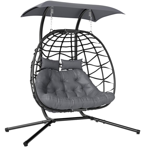 Outsunny Sedia a Dondolo con Cuscino, Struttura in Acciaio, Resistente fino a 260 kg, Grigio Scuro | Aosom Italy