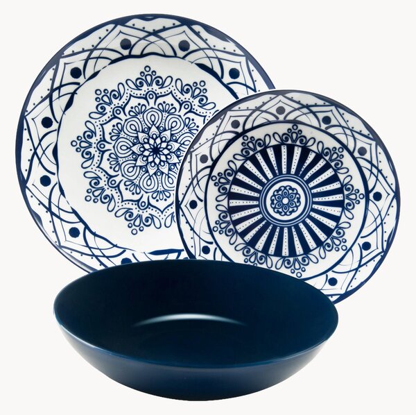 Servizio di piatti Boheme Blue, 6 persone, set da 18