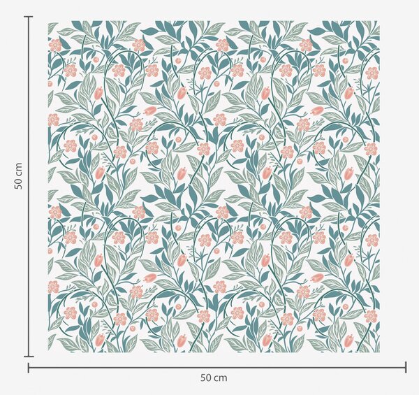 Carta da parati Motivo fresco con fiori e foglie di corallo, Parati classici in stile provenzale, a00247 : Uwalls.it