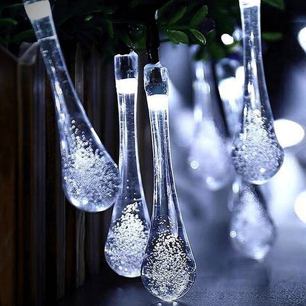 Catena decorata con 50 Gocce a Led Bianco freddo 10 metri con pannello solare Aigostar