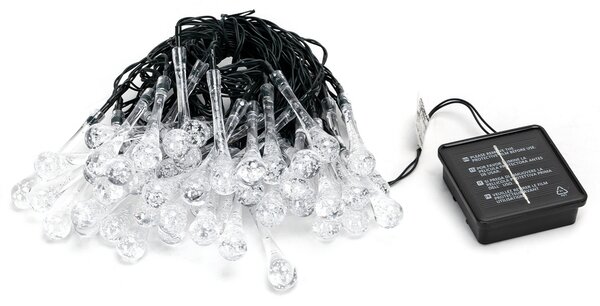 Catena decorata con 50 Gocce a Led Bianco freddo 10 metri con pannello solare Aigostar