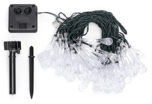 Catena decorata con 50 Gocce a Led RGBY 10 metri con pannello solare Aigostar