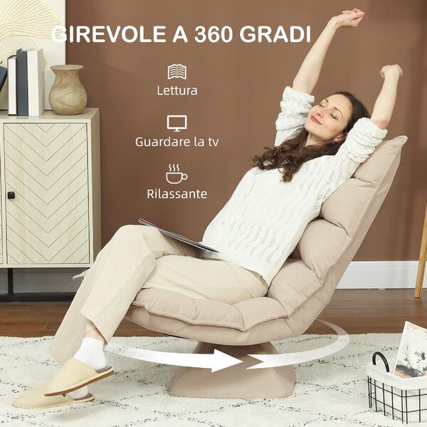 DecHome Poltrona Moderna in Tessuto Effetto Lino Dimensioni 62x70x95 cm colore Beige