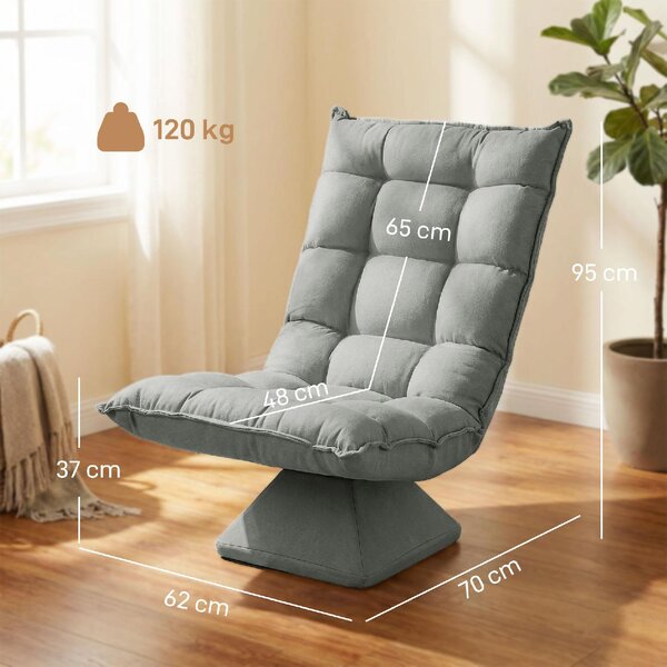 DecHome Poltrona Moderna in Tessuto Effetto Velluto Dimensioni 62x70x95 cm colore Grigio Chiaro