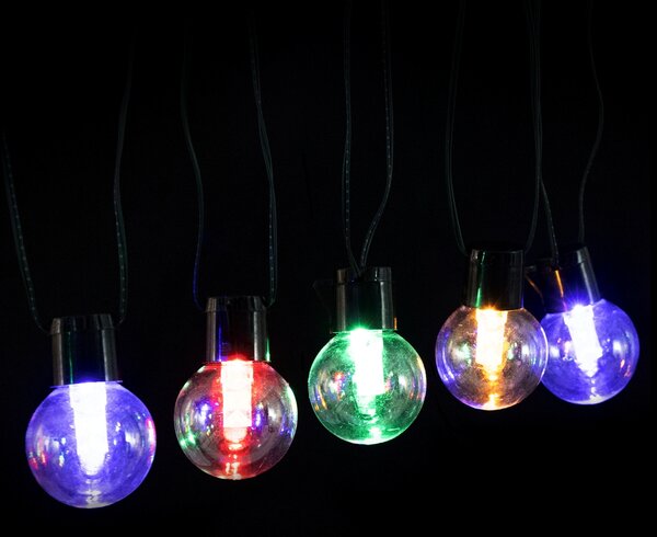 Catena luminosa a Led decorativa a energia solare 10 metri 20 lampadine a sfera trasparenti RGB Aigostar