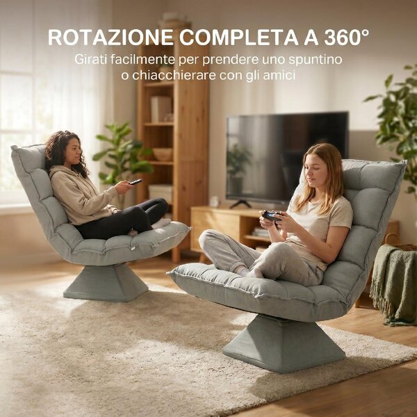 DecHome Poltrona Moderna in Tessuto Effetto Velluto Dimensioni 62x70x95 cm colore Grigio Chiaro