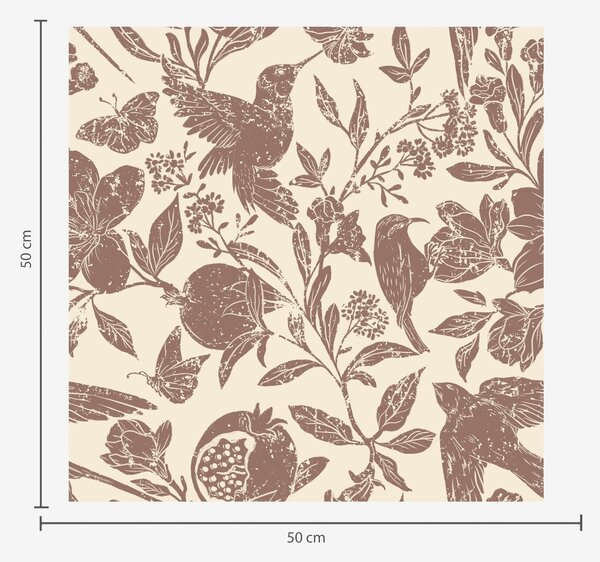 Carta da parati Uccelli, melograni e fiori in stile vintage, Parati fiori e piante classici, a00263 : Uwalls.it